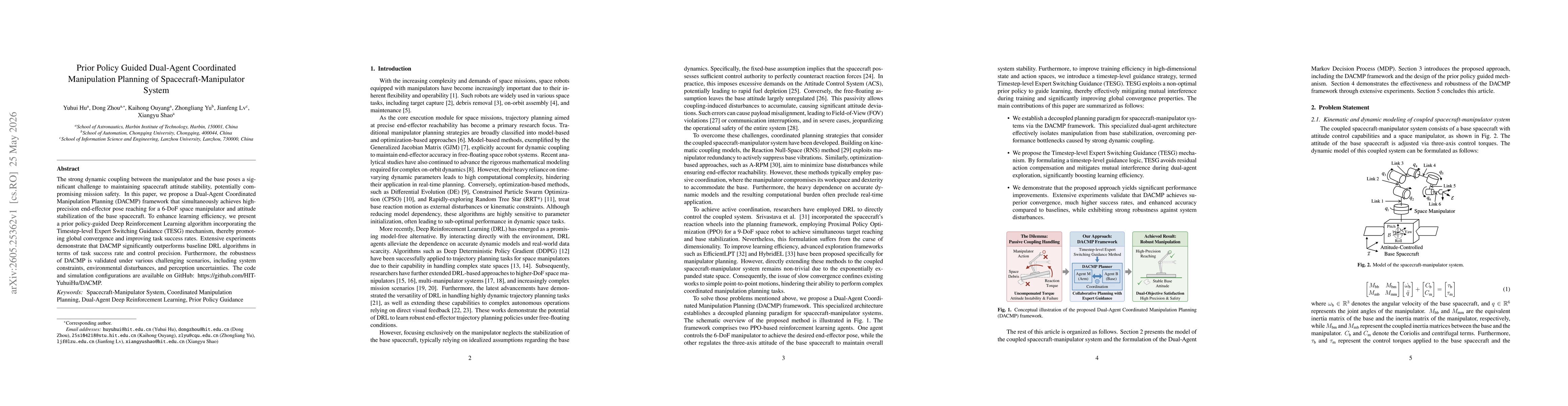 Thumbnail for Prior Policy Guided Dual-Agent Coordinated Manipulation Planning of Spacecraft-Manipulator System