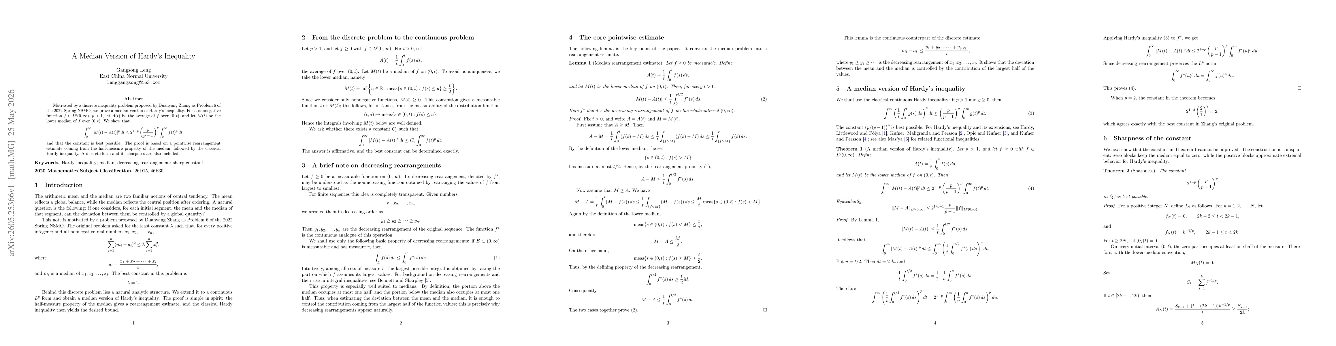 Thumbnail for A Median Version of Hardy's Inequality