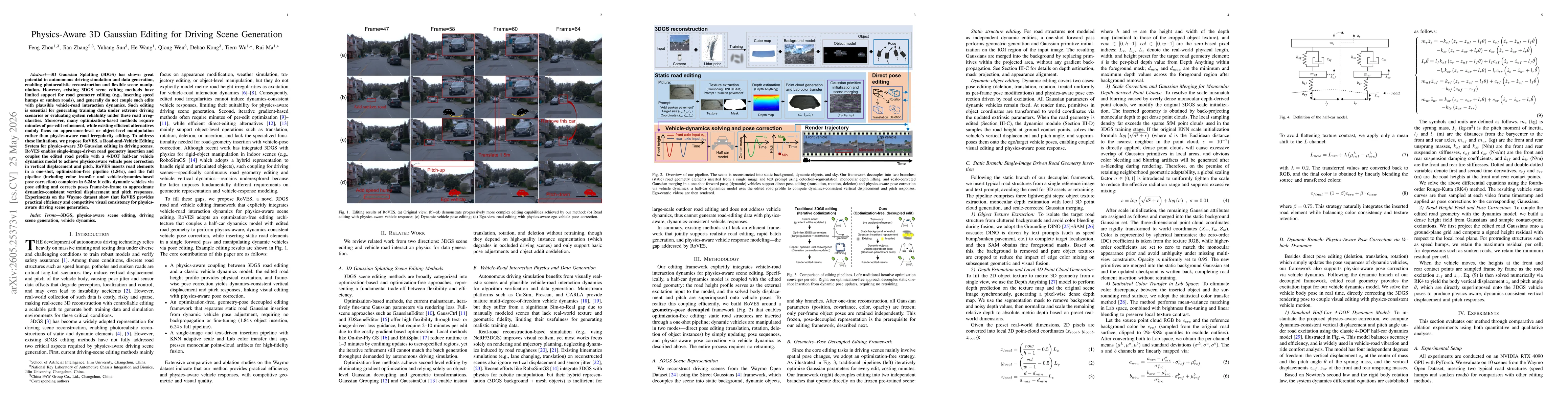 Thumbnail for Physics-Aware 3D Gaussian Editing for Driving Scene Generation