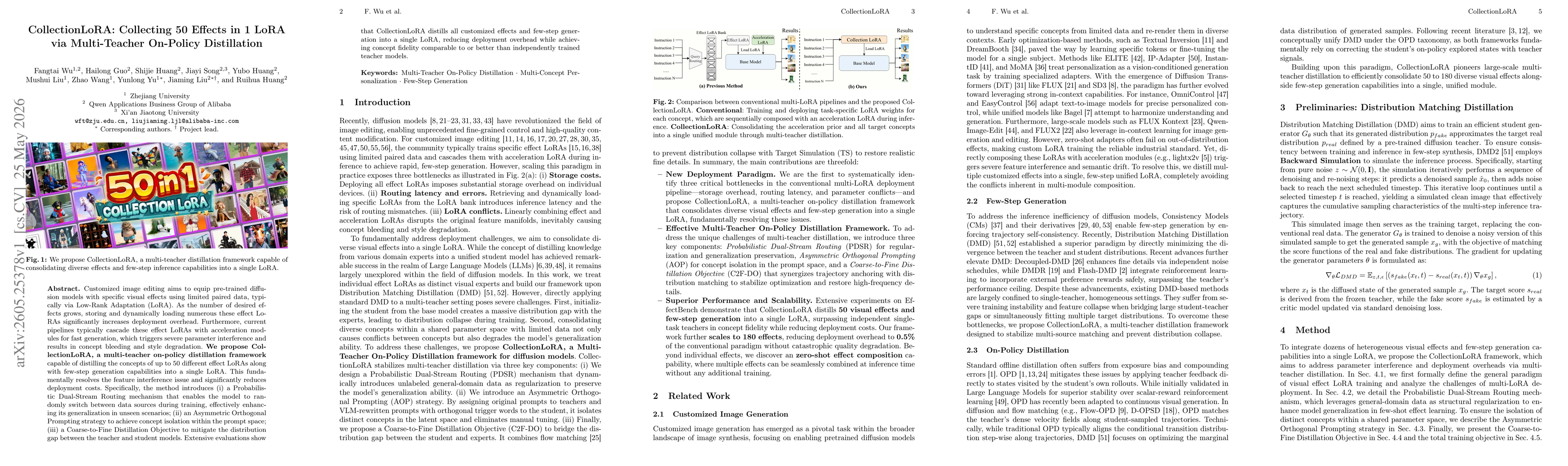 Thumbnail for CollectionLoRA: Collecting 50 Effects in 1 LoRA via Multi-Teacher On-Policy Distillation