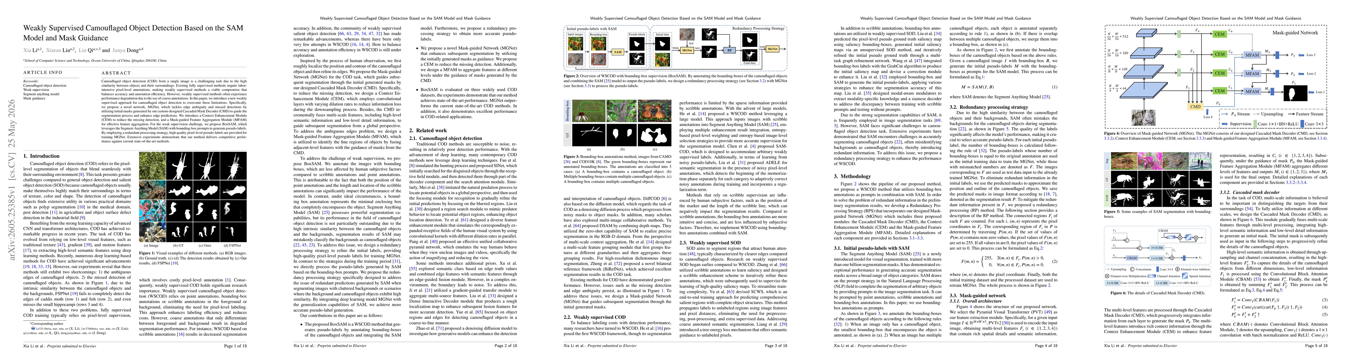 Thumbnail for Weakly Supervised Camouflaged Object Detection Based on the SAM Model and Mask Guidance