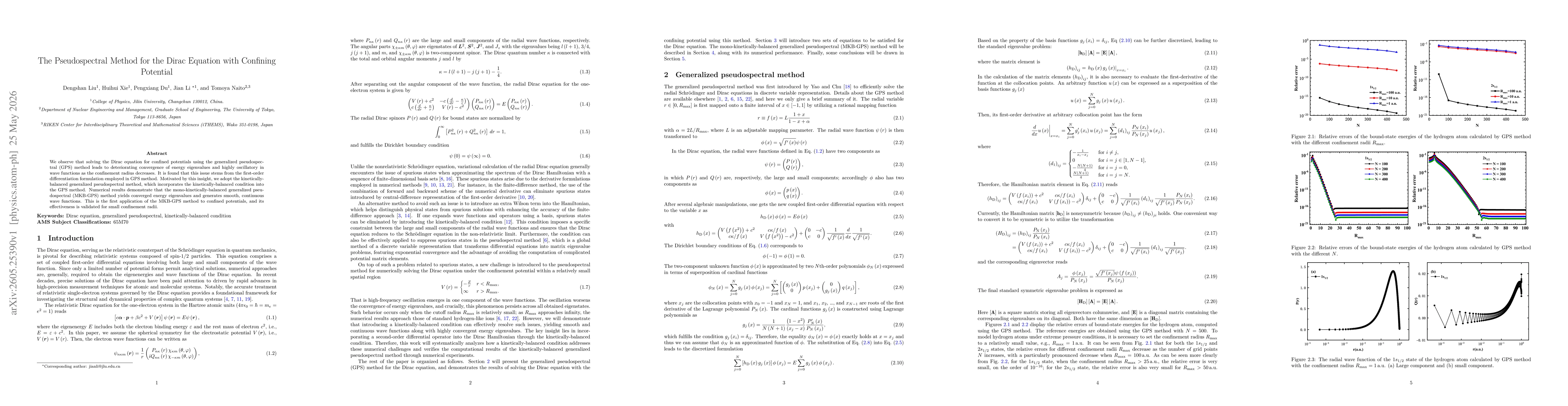 Thumbnail for The Pseudospectral Method for the Dirac Equation with Confining Potential