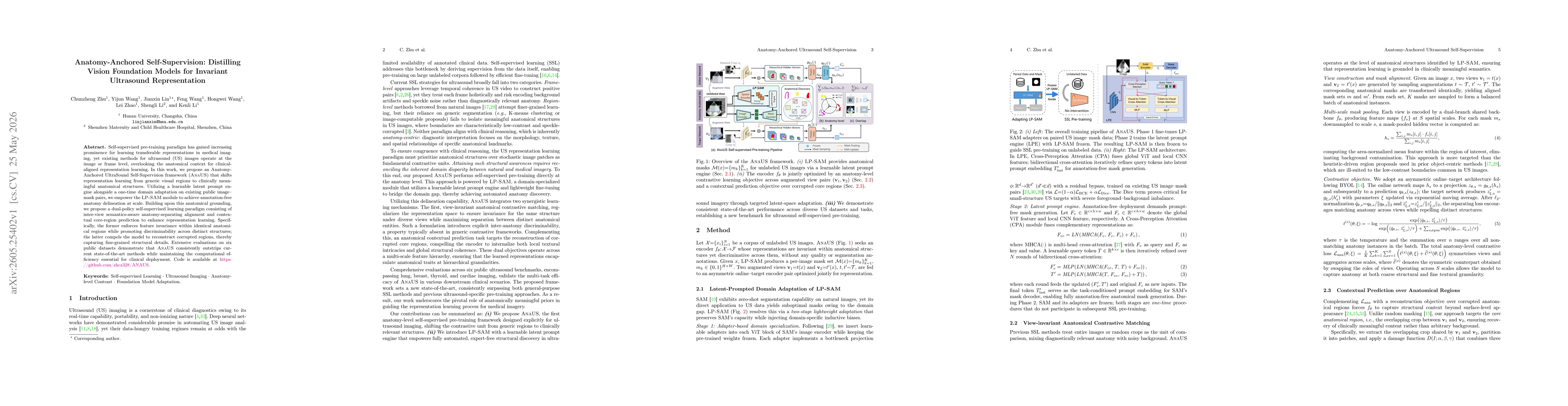 Thumbnail for Anatomy-Anchored Self-Supervision: Distilling Vision Foundation Models for Invariant Ultrasound Representation