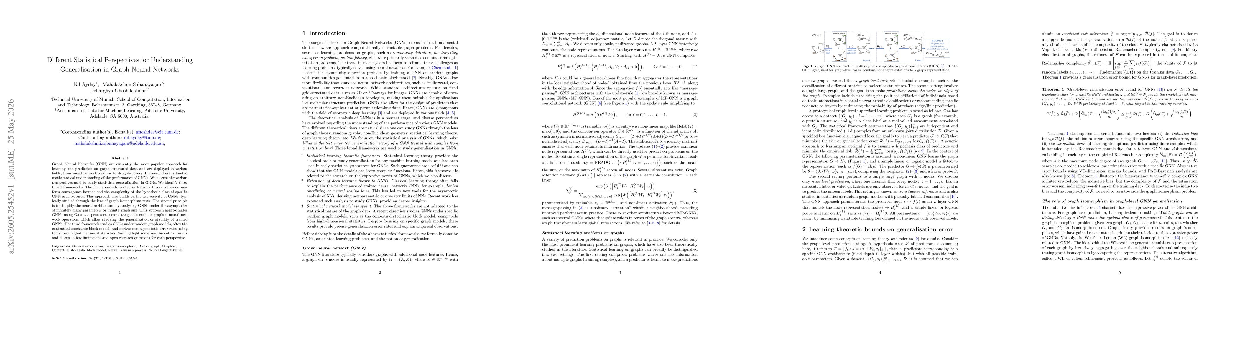Thumbnail for Different Statistical Perspectives for Understanding Generalisation in Graph Neural Networks