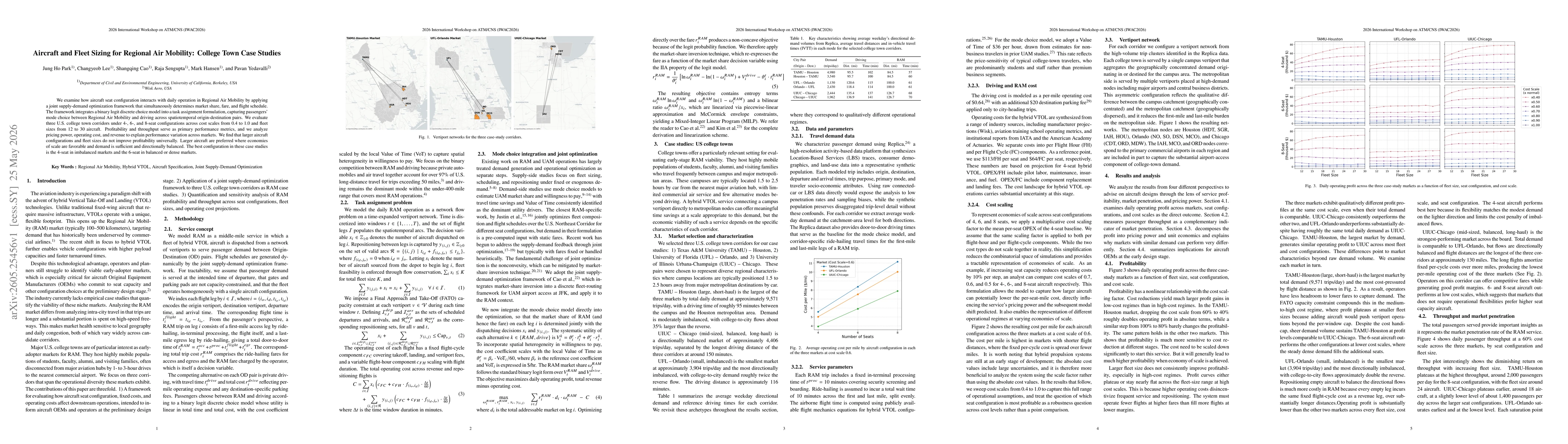 Thumbnail for Aircraft and Fleet Sizing for Regional Air Mobility: College Town Case Studies