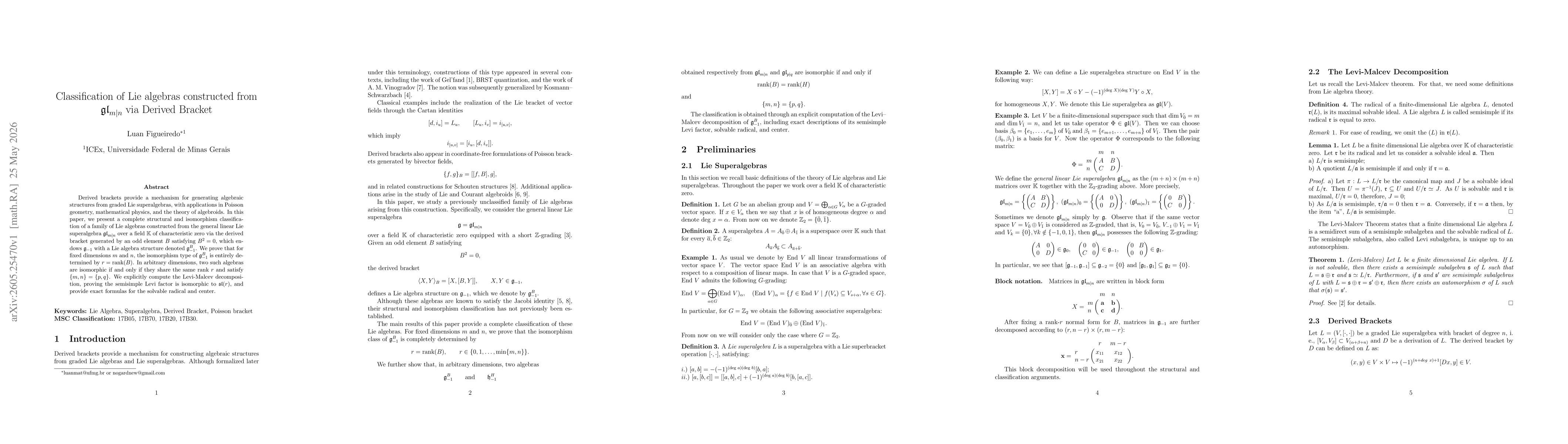 Thumbnail for Classification of Lie algebras constructed from $\mathfrak{gl}_{m|n}$ via Derived Bracket