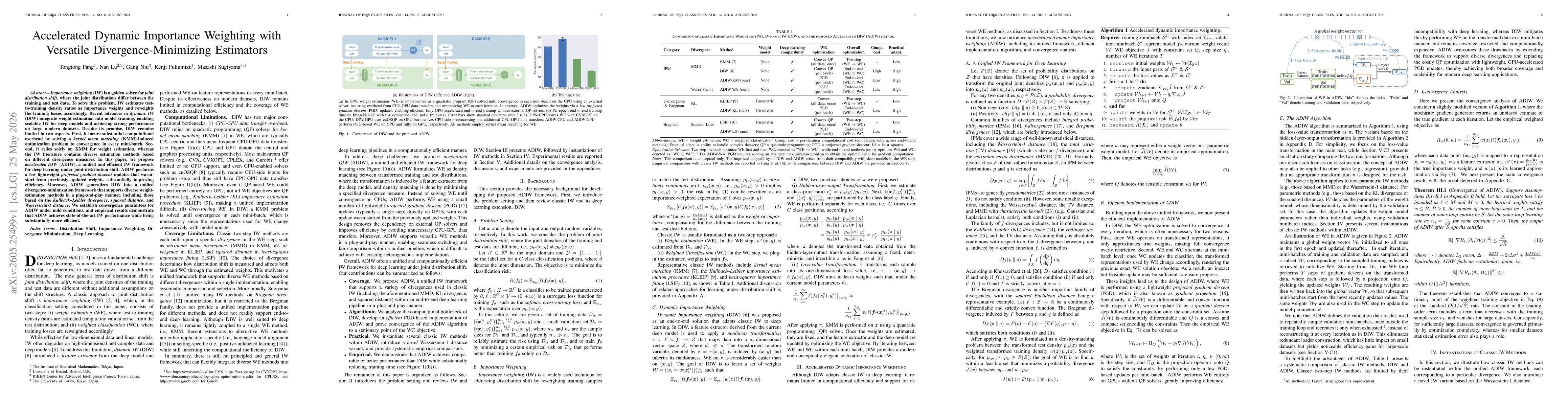 Thumbnail for Accelerated Dynamic Importance Weighting with Versatile Divergence-Minimizing Estimators