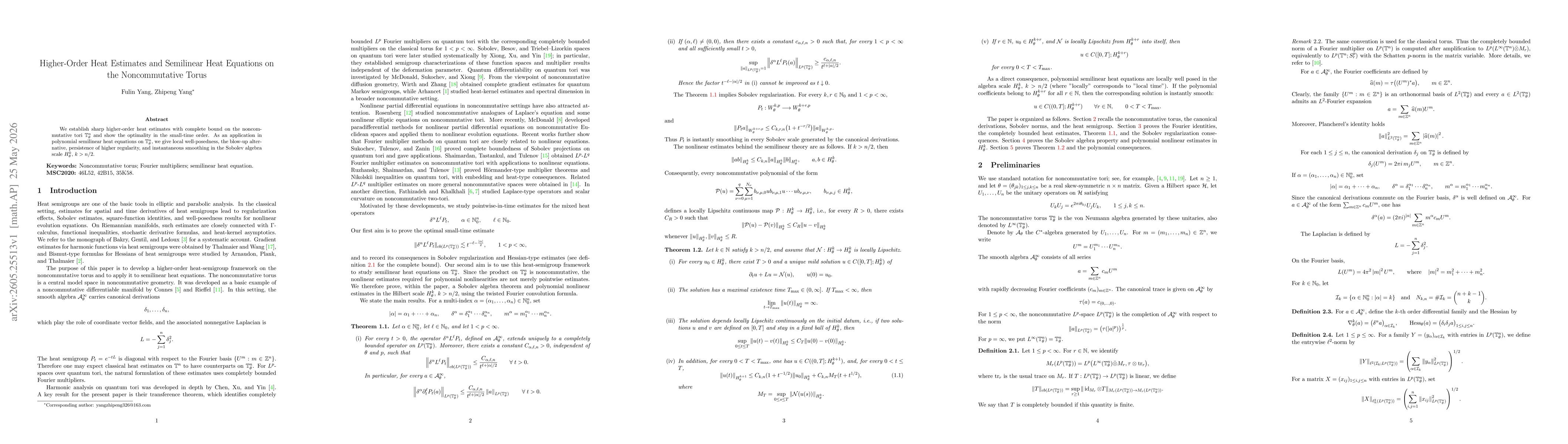 Thumbnail for Higher-Order Heat Estimates and Semilinear Heat Equations on the Noncommutative Torus