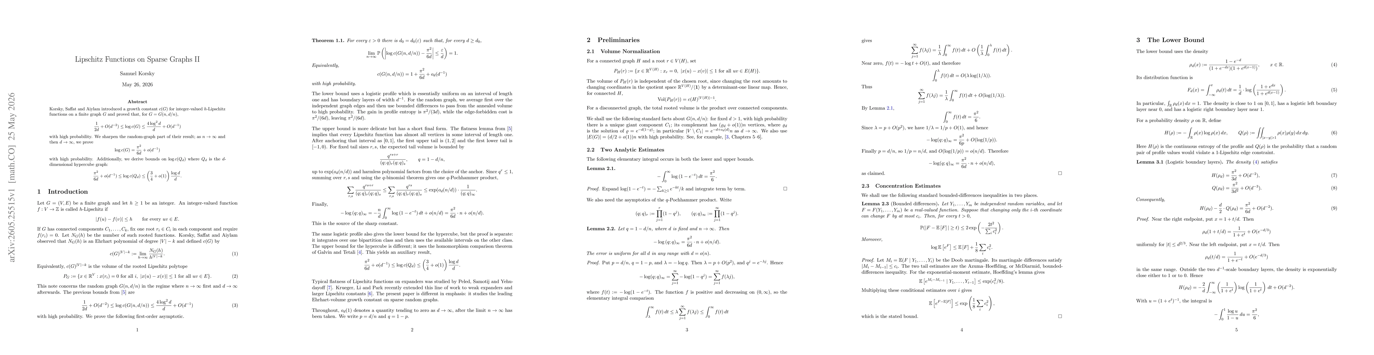 Thumbnail for Lipschitz Functions on Sparse Graphs II