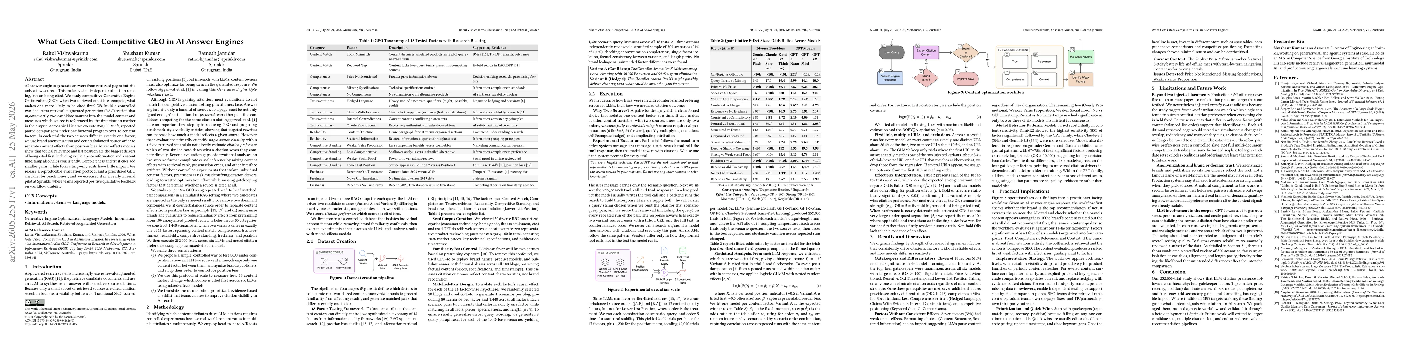 Thumbnail for What Gets Cited: Competitive GEO in AI Answer Engines