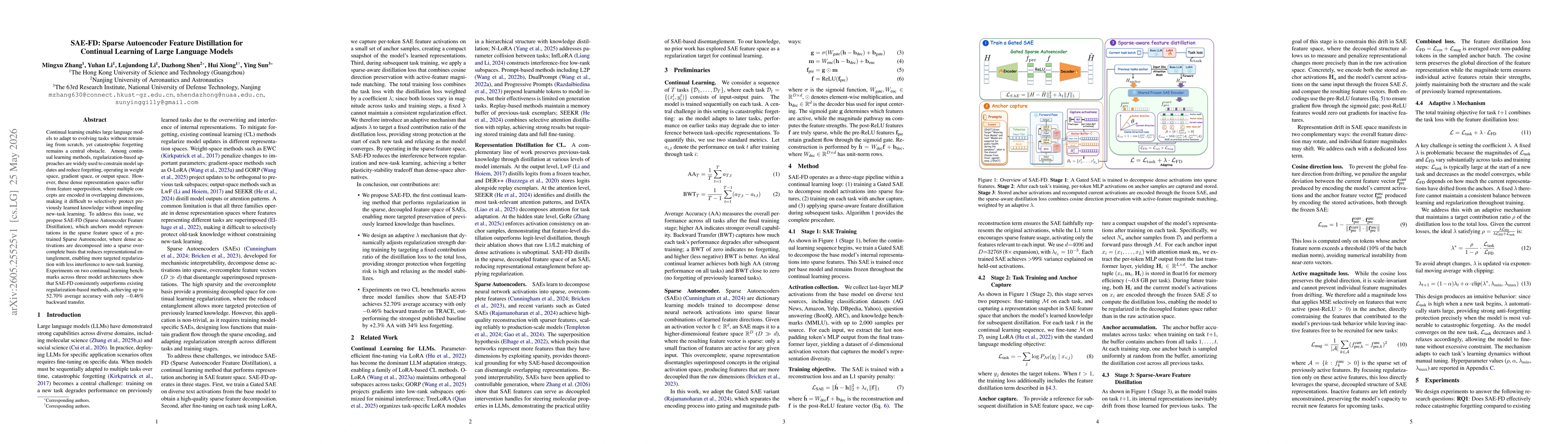 Thumbnail for SAE-FD: Sparse Autoencoder Feature Distillation for Continual Learning of Large Language Models