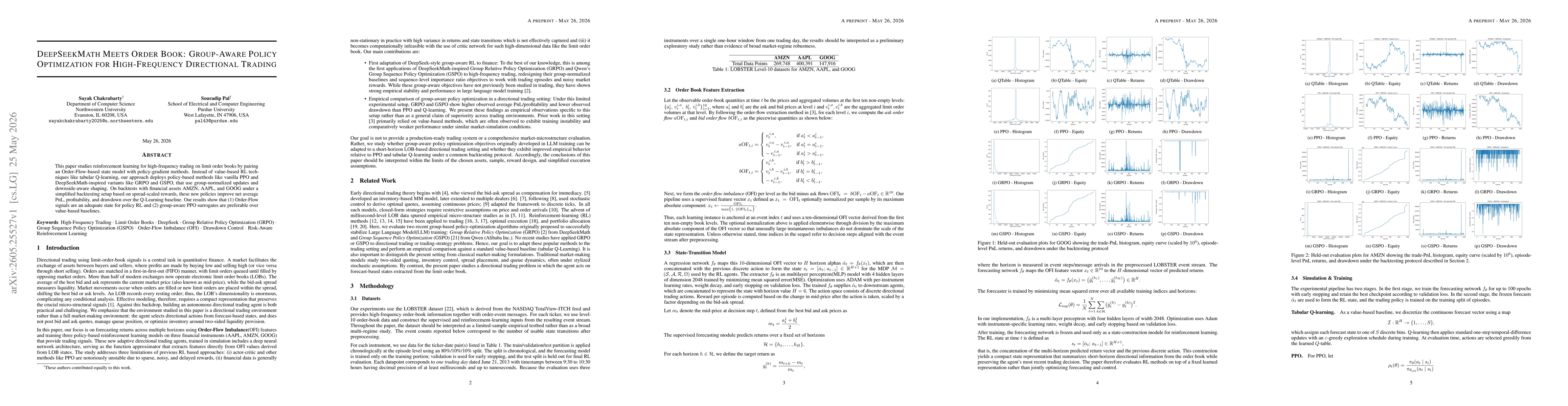 Thumbnail for DeepSeekMath Meets Order Book: Group-Aware Policy Optimization for High-Frequency Directional Trading
