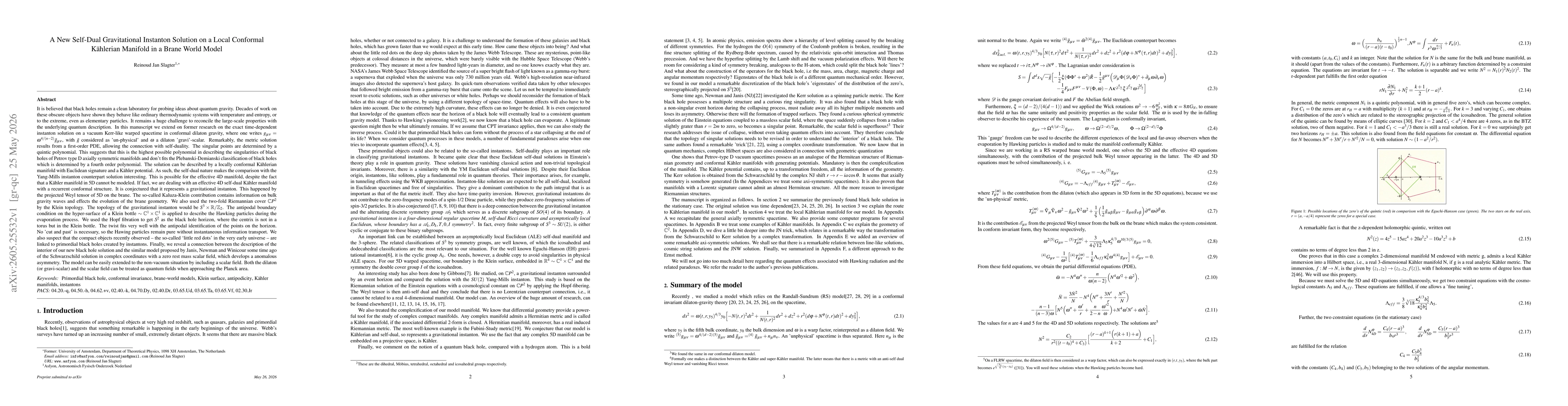 Thumbnail for A New Self-Dual Gravitational Instanton Solution on a Local Conformal Kählerian Manifold in a Brane World Model