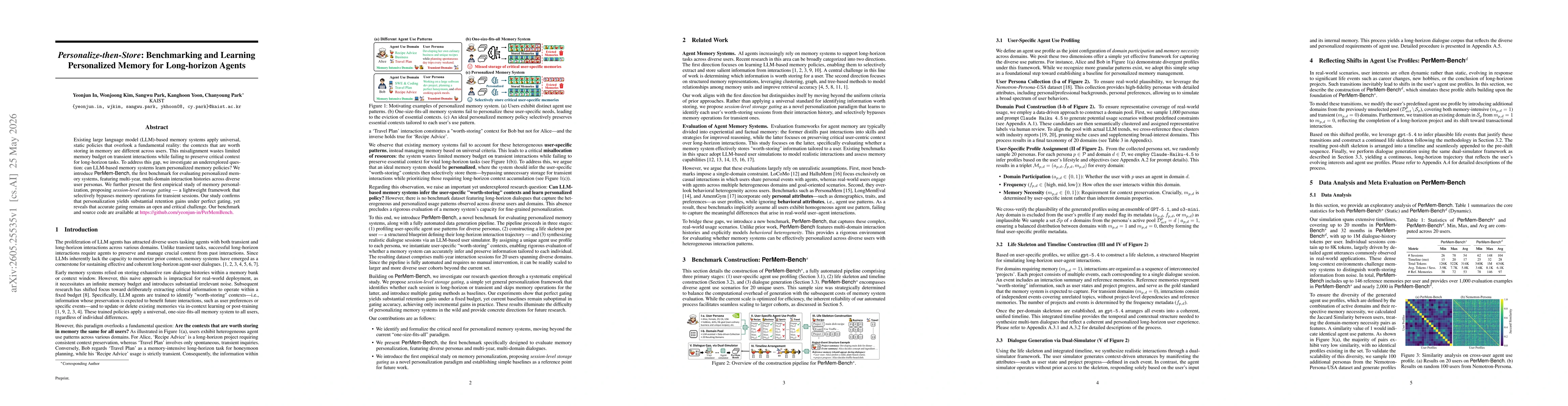 Thumbnail for Personalize-then-Store: Benchmarking and Learning Personalized Memory for Long-horizon Agents