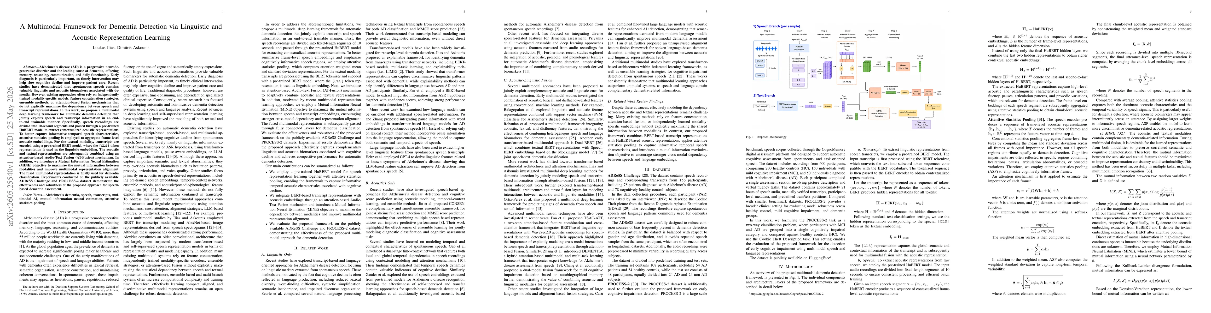 Thumbnail for A Multimodal Framework for Dementia Detection via Linguistic and Acoustic Representation Learning