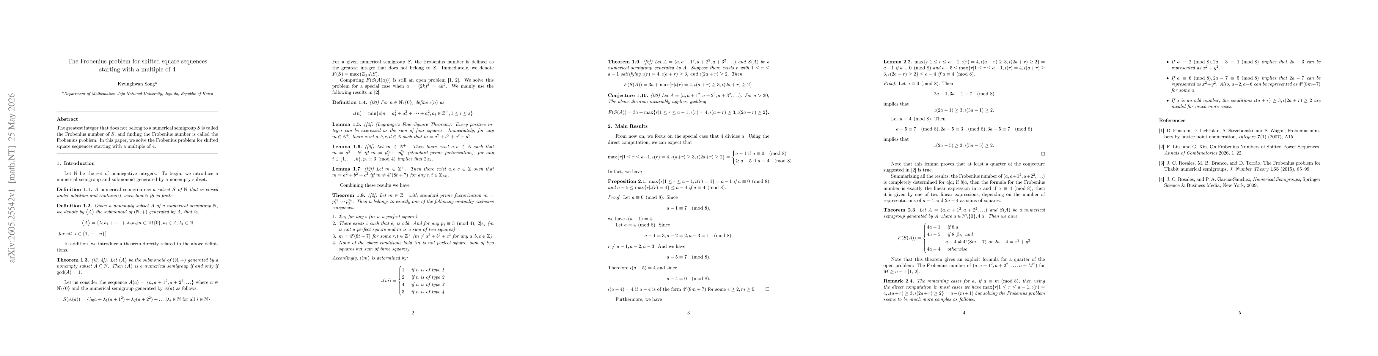 Thumbnail for The Frobenius problem for shifted square sequences starting with a multiple of 4