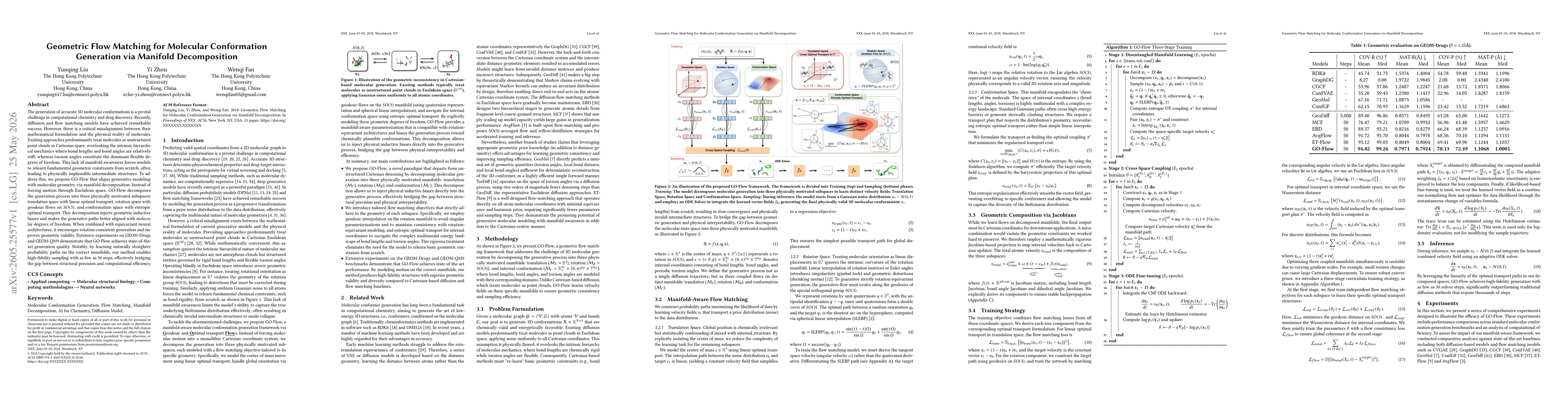 Thumbnail for Geometric Flow Matching for Molecular Conformation Generation via Manifold Decomposition