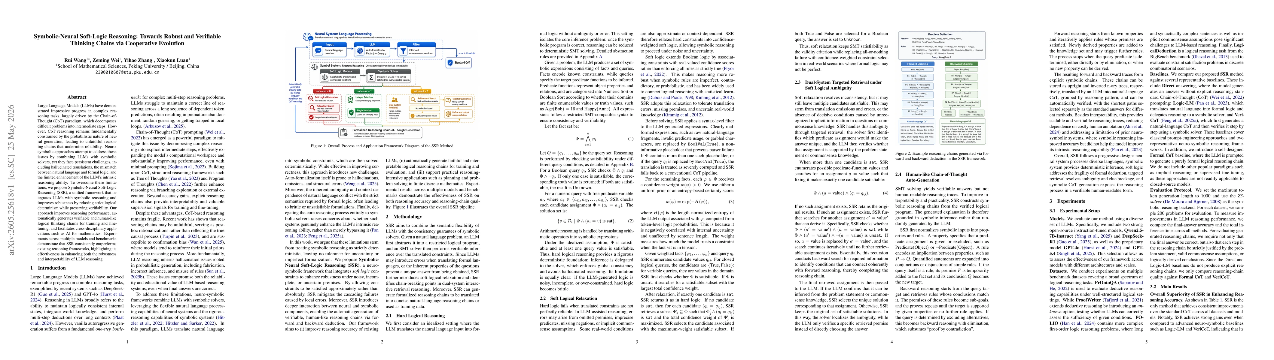 Thumbnail for Symbolic-Neural Soft-Logic Reasoning: Towards Robust and Verifiable Thinking Chains via Cooperative Evolution
