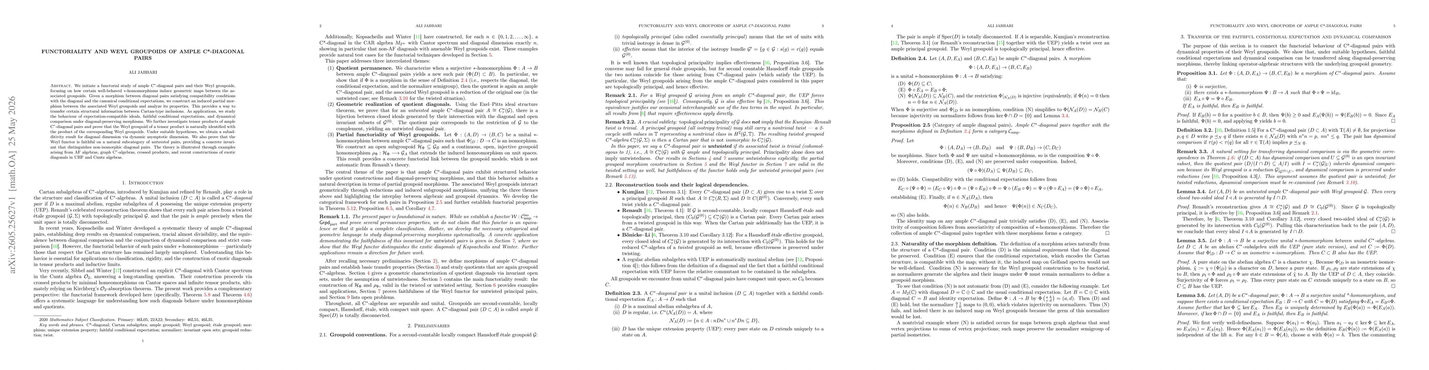 Thumbnail for Functoriality and Weyl Groupoids of Ample C*-Diagonal Pairs