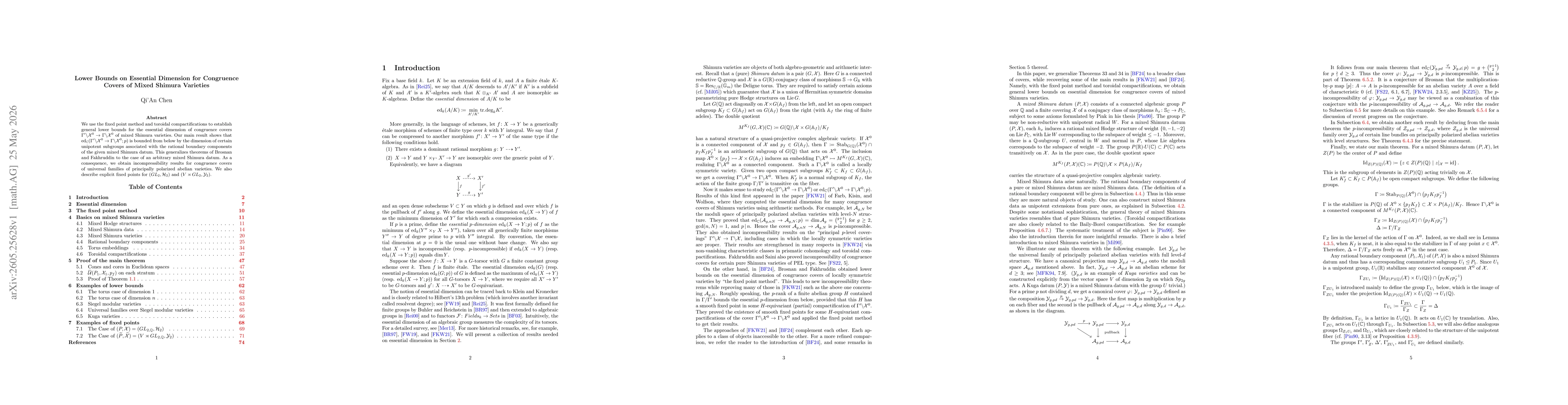 Thumbnail for Lower Bounds on Essential Dimension for Congruence Covers of Mixed Shimura Varieties