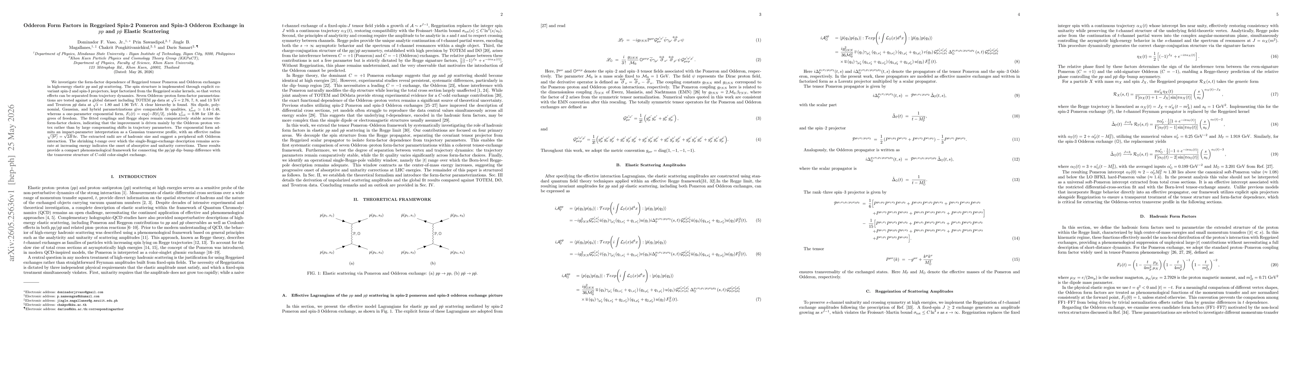 Thumbnail for Odderon Form Factors in Reggeized Spin-2 Pomeron and Spin-3 Odderon Exchange in $pp$ and $p\bar p$ Elastic Scattering