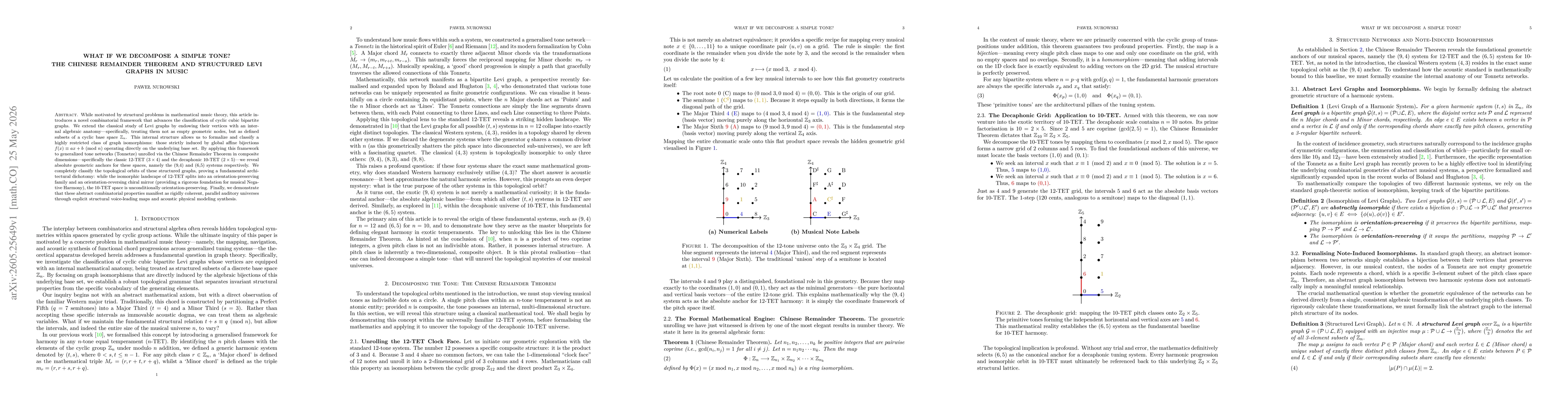 Thumbnail for What if we decompose a simple tone? The Chinese remainder theorem and structured Levi graphs in music