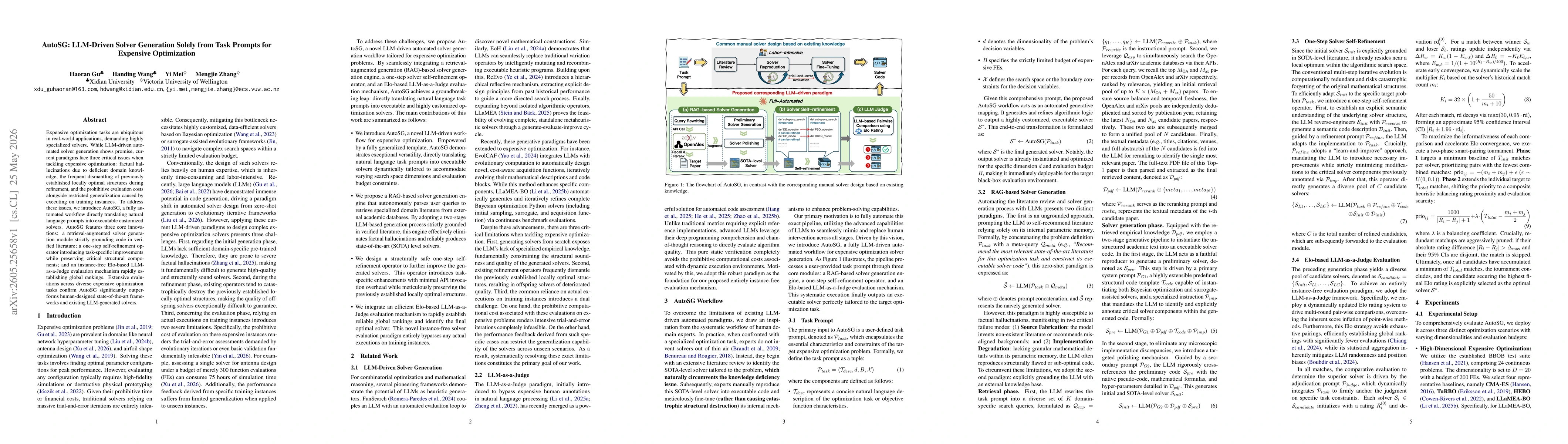 Thumbnail for AutoSG: LLM-Driven Solver Generation Solely from Task Prompts for Expensive Optimization
