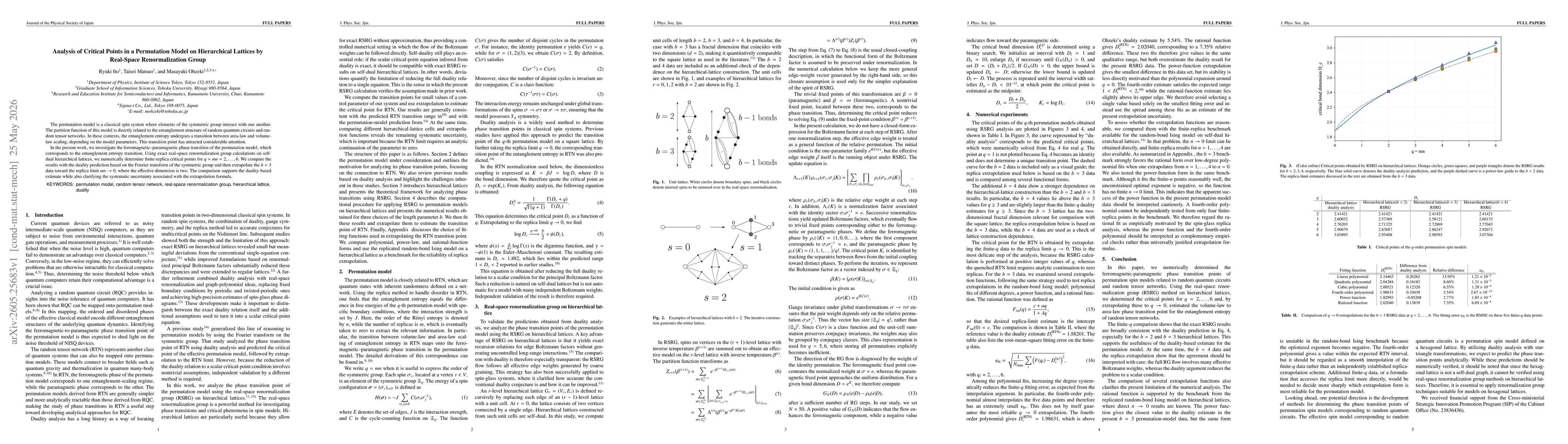 Thumbnail for Analysis of Critical Points in a Permutation Model on Hierarchical Lattices by Real-Space Renormalization Group