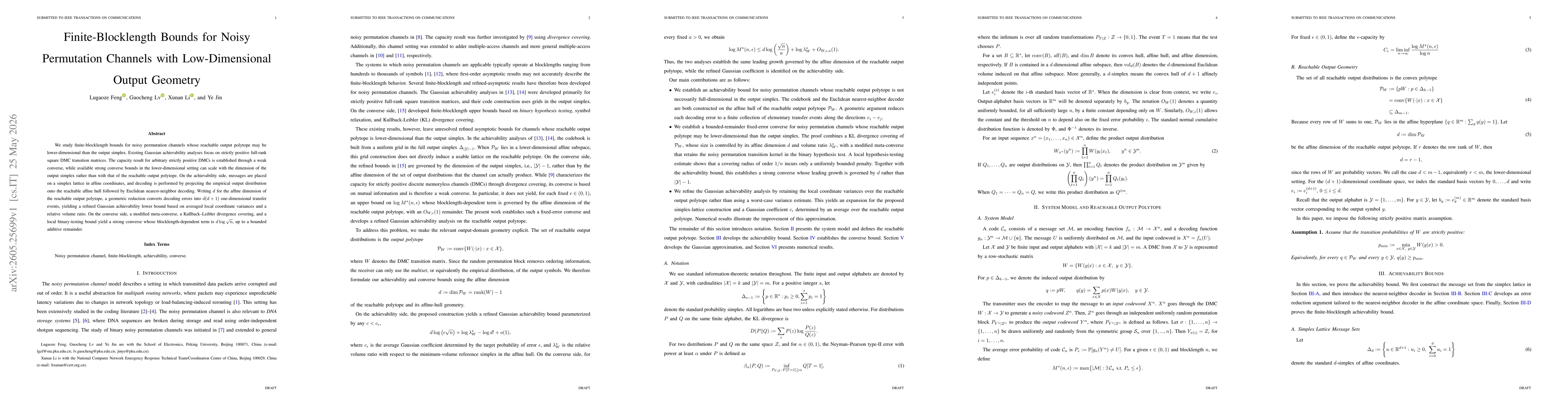 Thumbnail for Finite-Blocklength Analysis for Noisy Permutation Channels