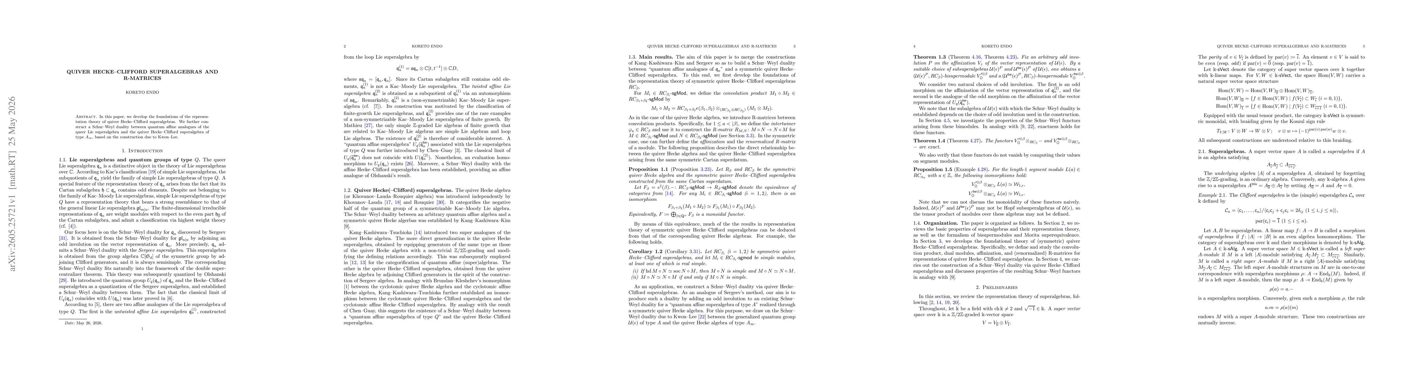 Thumbnail for Quiver Hecke--Clifford superalgebras and R-matrices