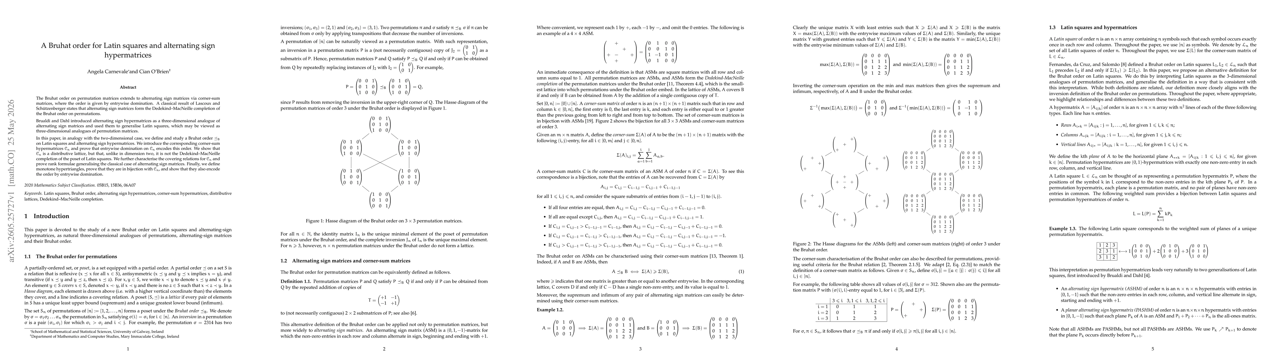 Thumbnail for A Bruhat order for Latin squares and alternating sign hypermatrices
