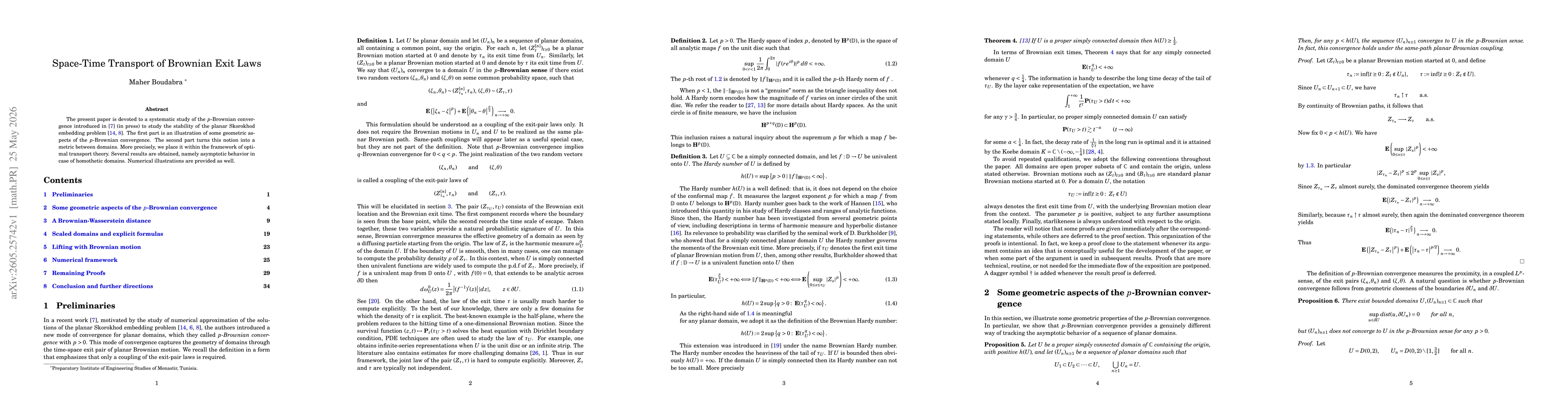 Thumbnail for Space-time transport of Brownian exit laws