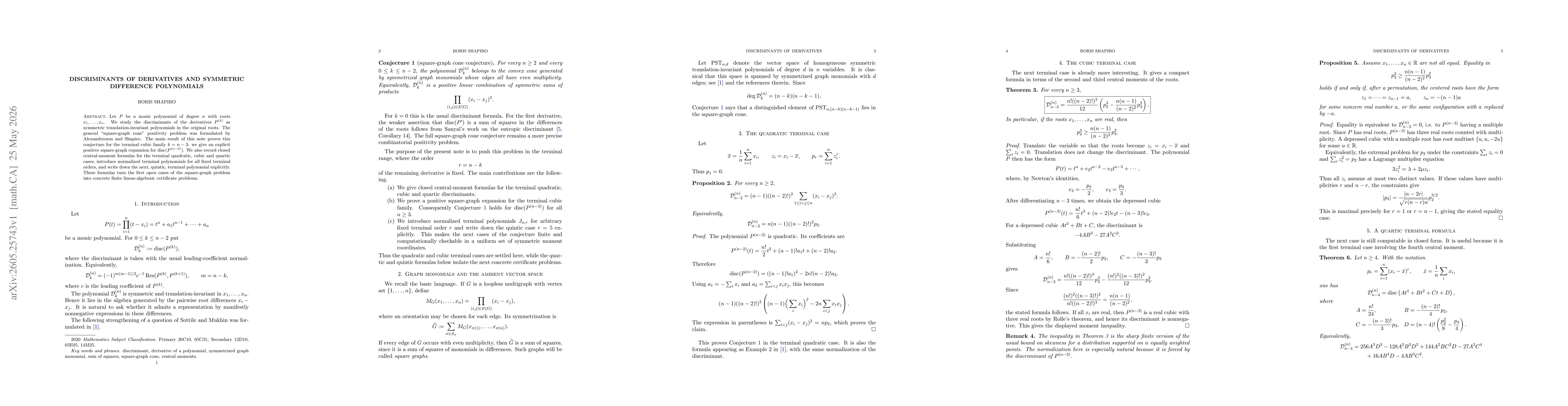Thumbnail for Discriminants of derivatives and symmetric difference polynomials