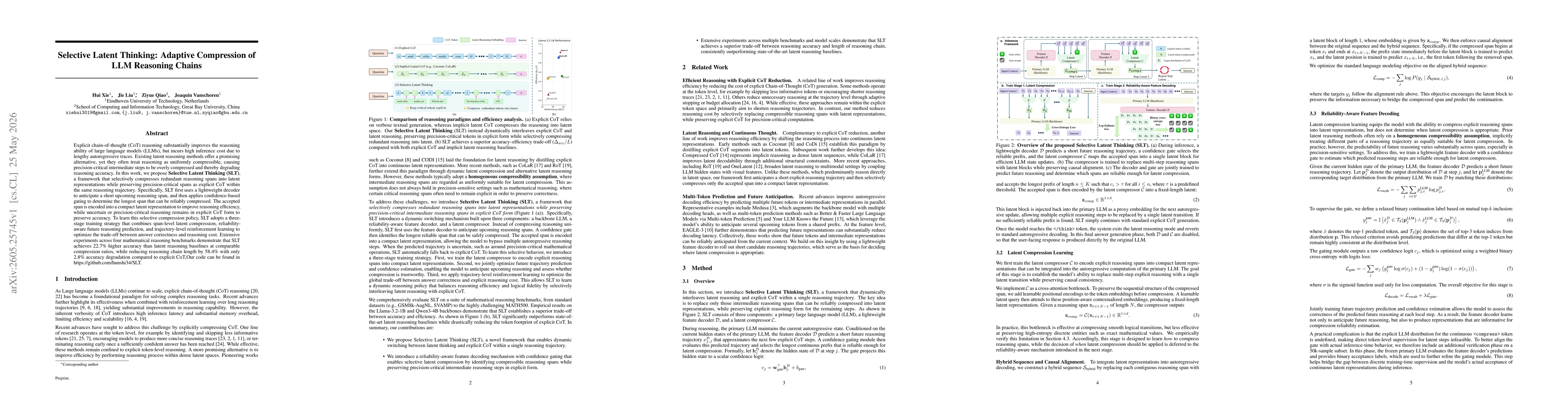 Thumbnail for Selective Latent Thinking: Adaptive Compression of LLM Reasoning Chains