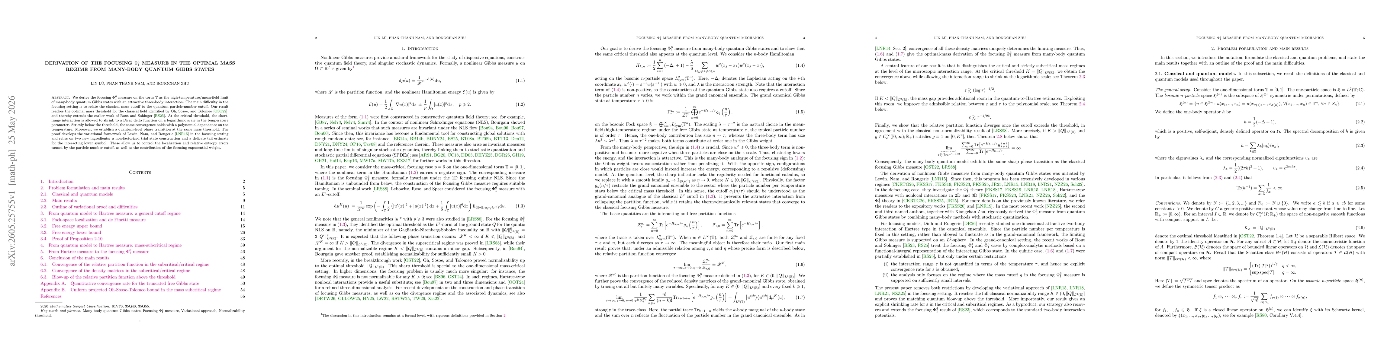 Thumbnail for Derivation of the focusing $Φ^6_1$ measure in the optimal mass regime from many-body quantum Gibbs states