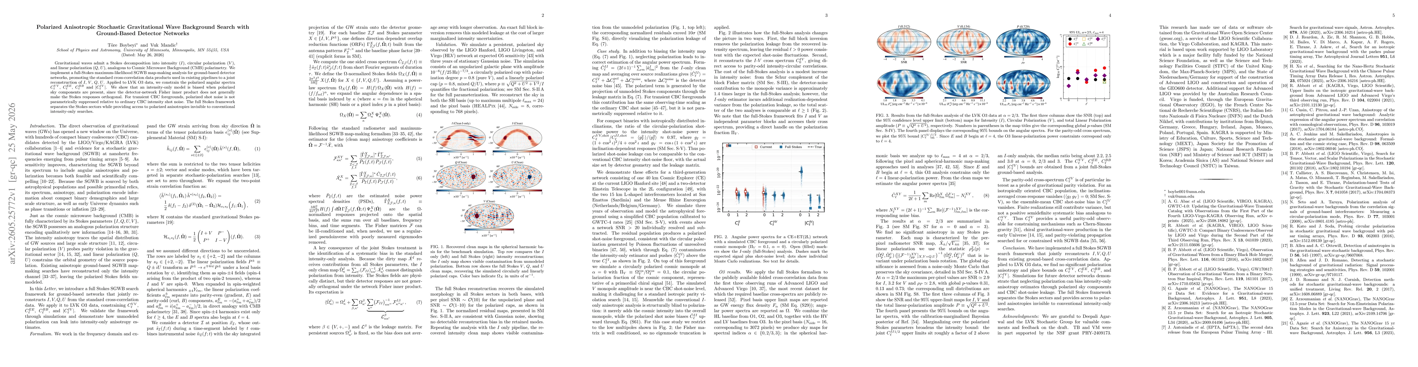 Thumbnail for Polarized Anisotropic Stochastic Gravitational Wave Background Search with Ground-Based Detector Networks