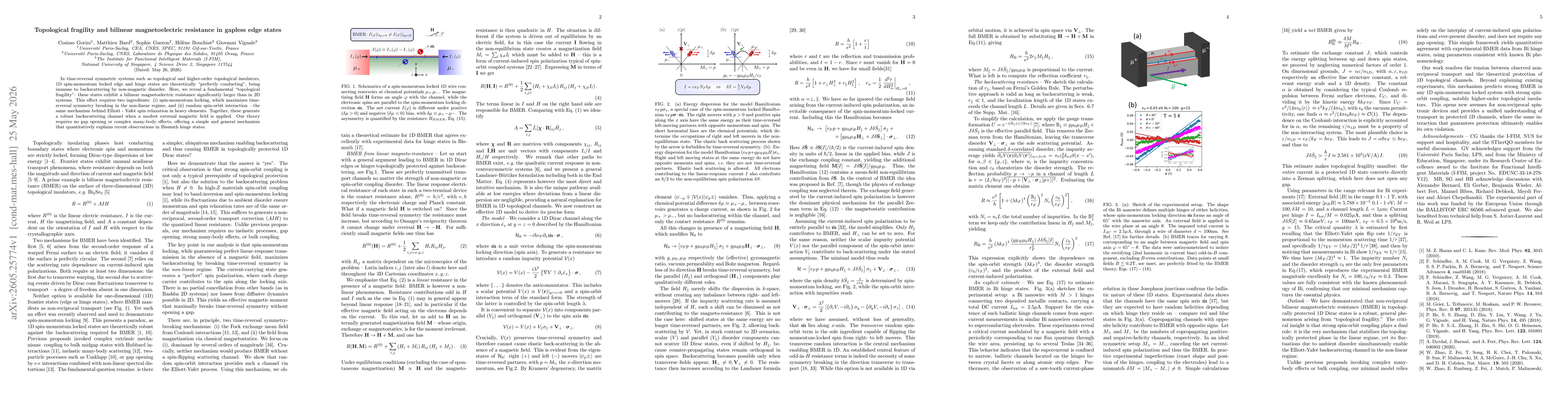 Thumbnail for Topological fragility and bilinear magnetoelectric resistance in gapless edge states