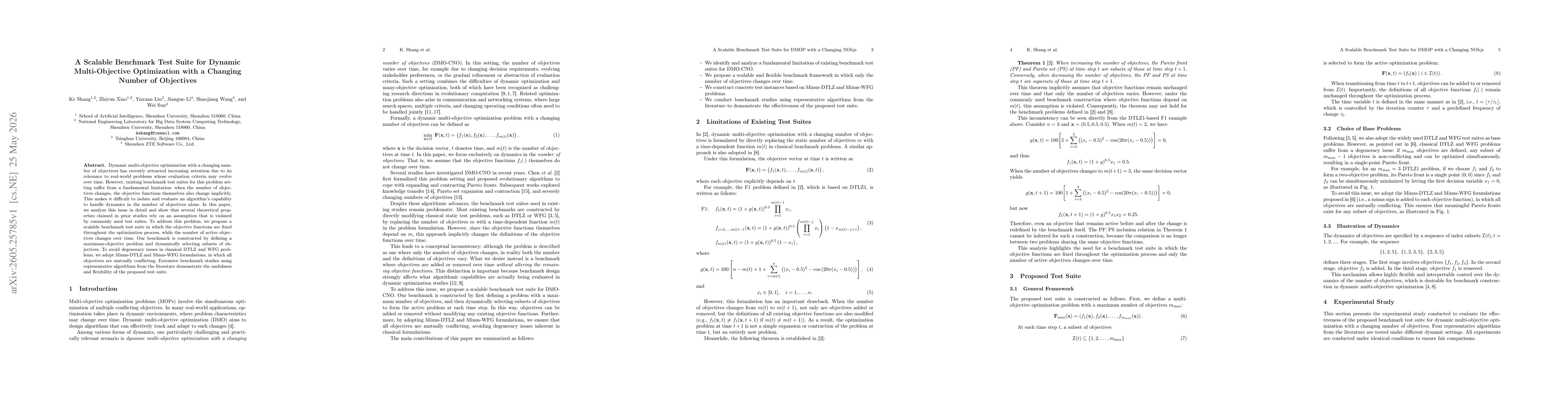 Thumbnail for A Scalable Benchmark Test Suite for Dynamic Multi-Objective Optimization with a Changing Number of Objectives