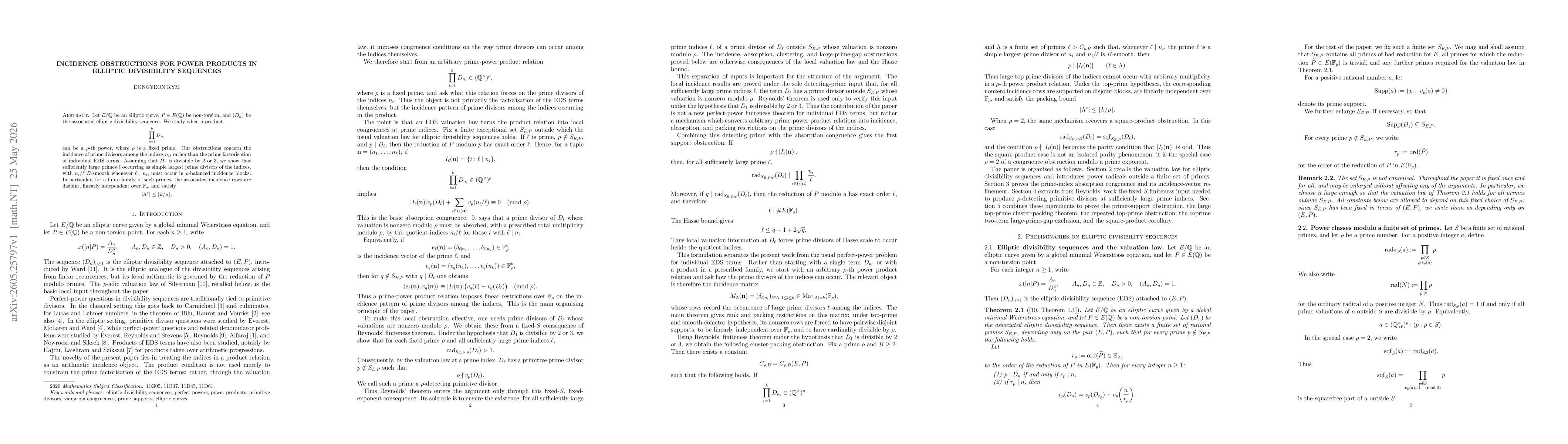 Thumbnail for Incidence Obstructions for Power Products in Elliptic Divisibility Sequences