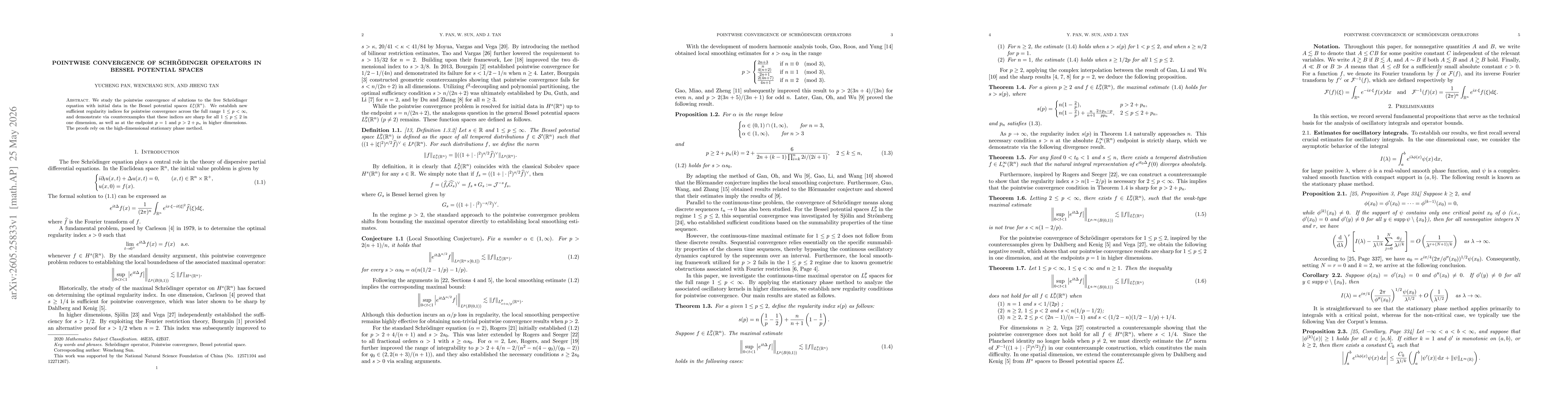 Thumbnail for Pointwise Convergence of Schrödinger Operators in Bessel Potential Spaces