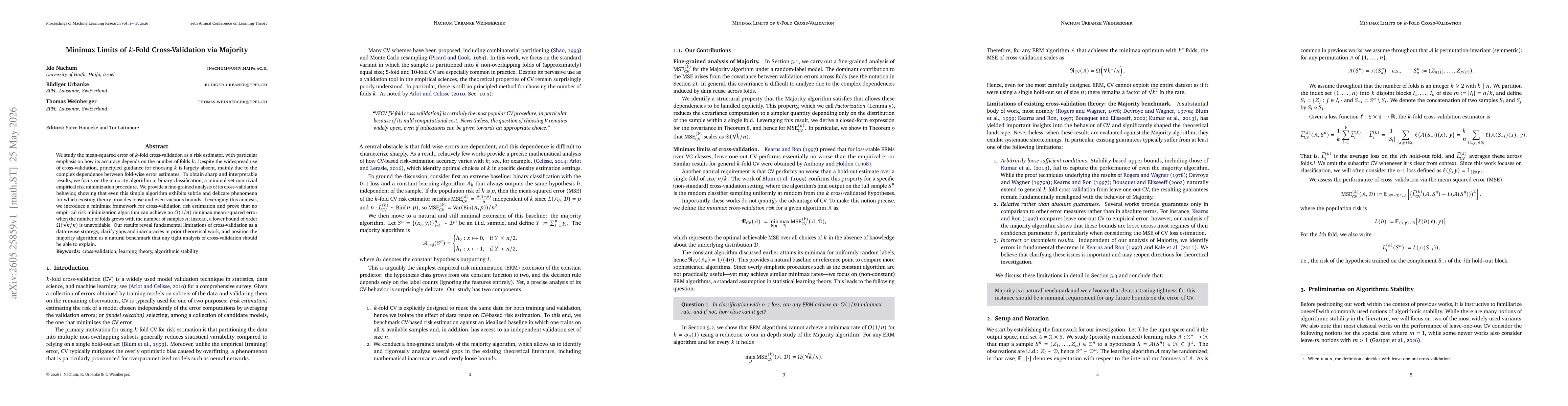 Thumbnail for Minimax Limits of k-Fold Cross-Validation via Majority