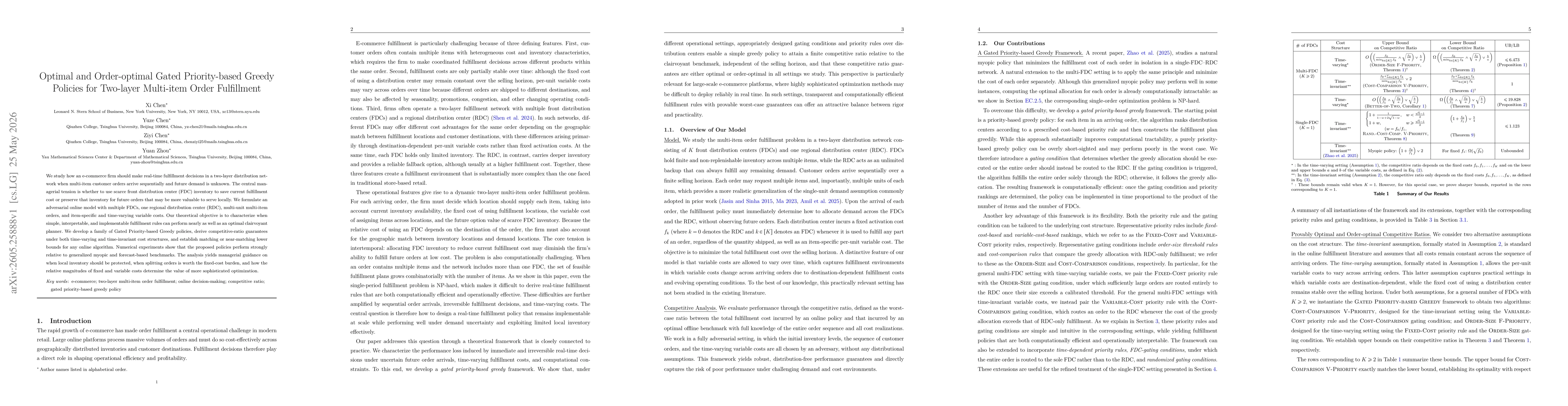 Thumbnail for Optimal and Order-optimal Gated Priority-based Greedy Policies for Two-layer Multi-item Order Fulfillment