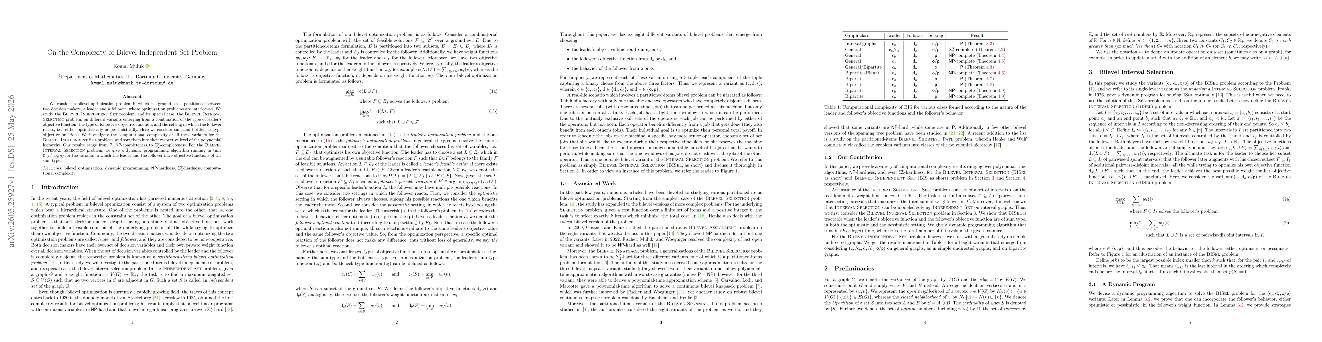 Thumbnail for On the Complexity of Bilevel Independent Set Problem