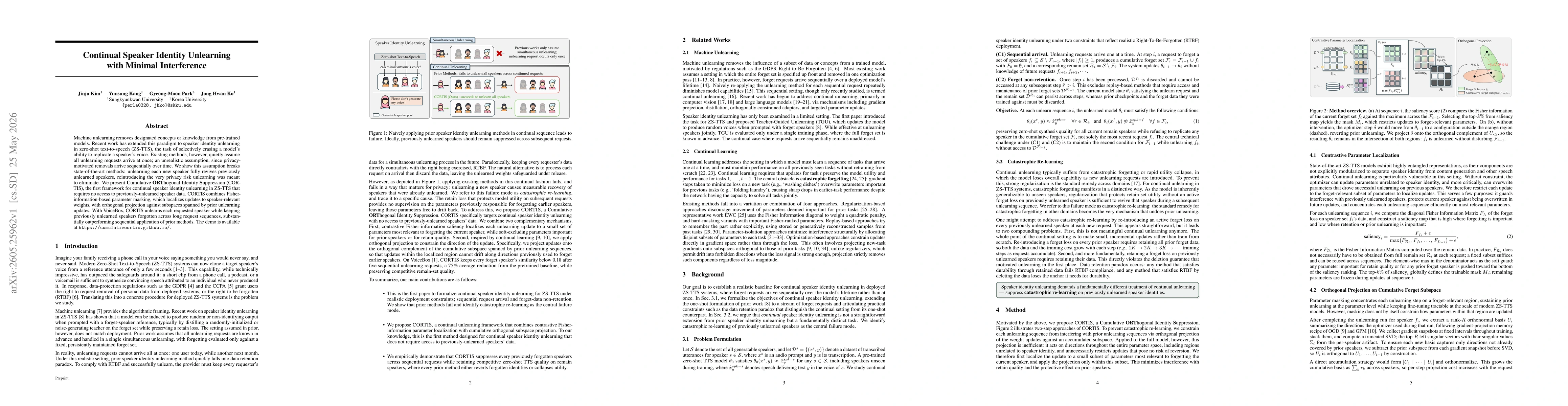 Thumbnail for Continual Speaker Identity Unlearning with Minimal Interference