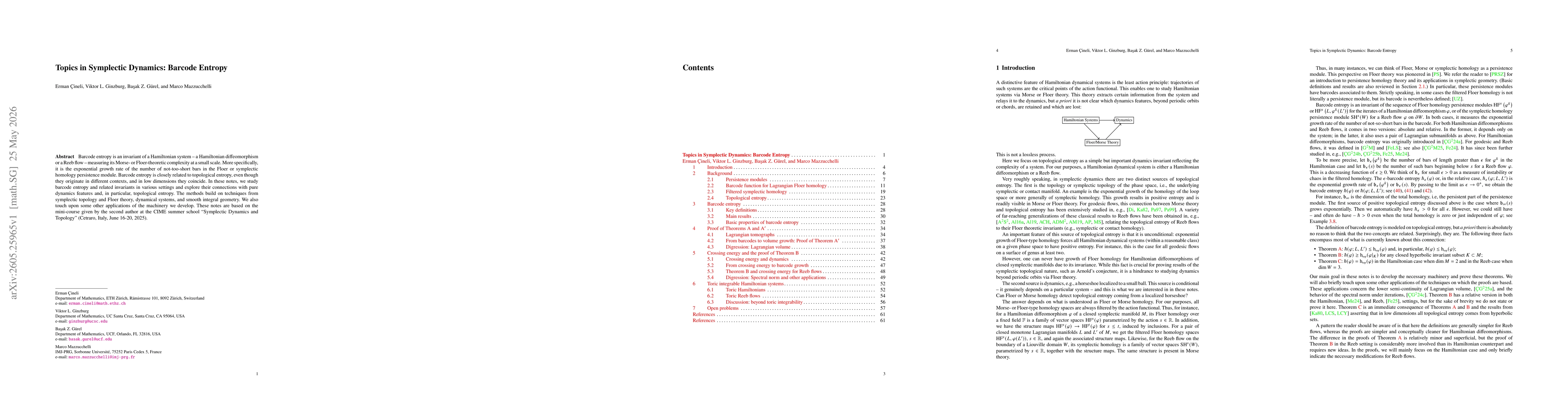 Thumbnail for Topics in Symplectic Dynamics: Barcode Entropy