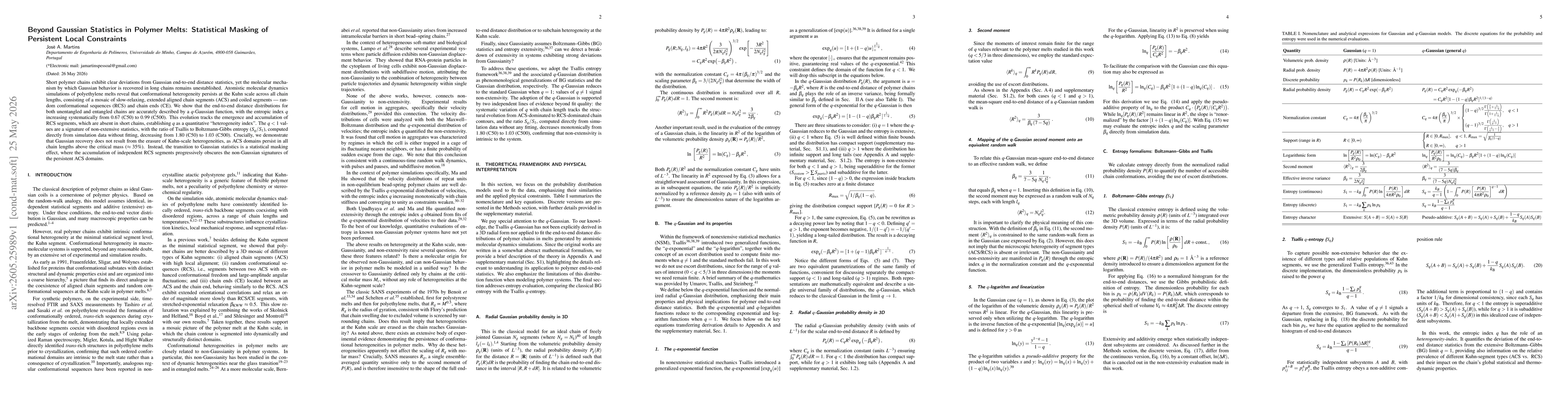 Thumbnail for Beyond Gaussian Statistics in Polymer Melts: Statistical Masking of Persistent Local Constraints