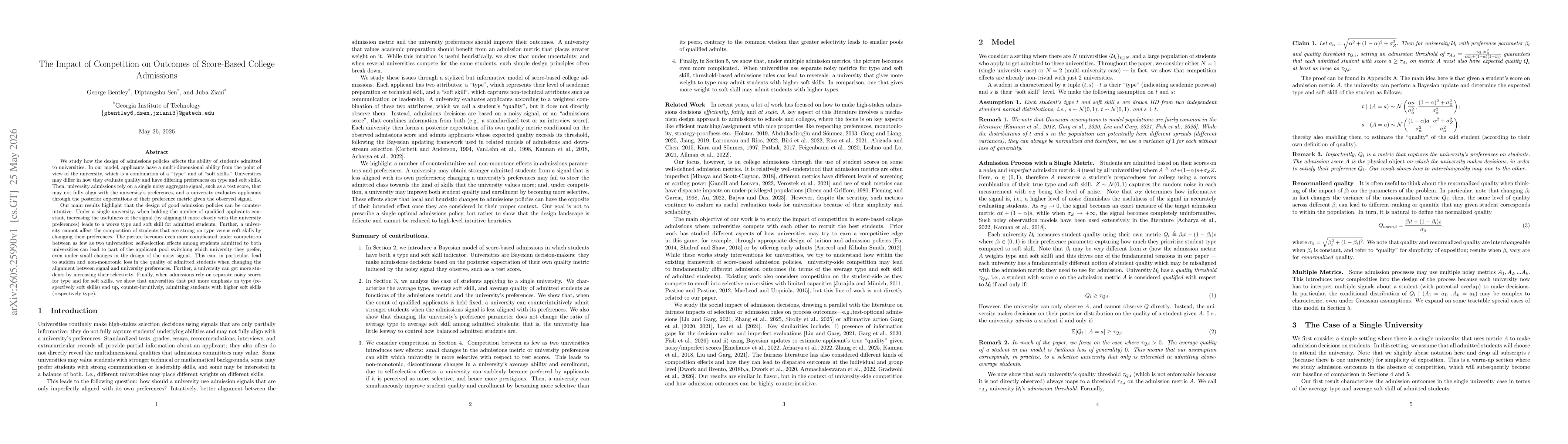 Thumbnail for The Impact of Competition on Outcomes of Score-Based College Admissions