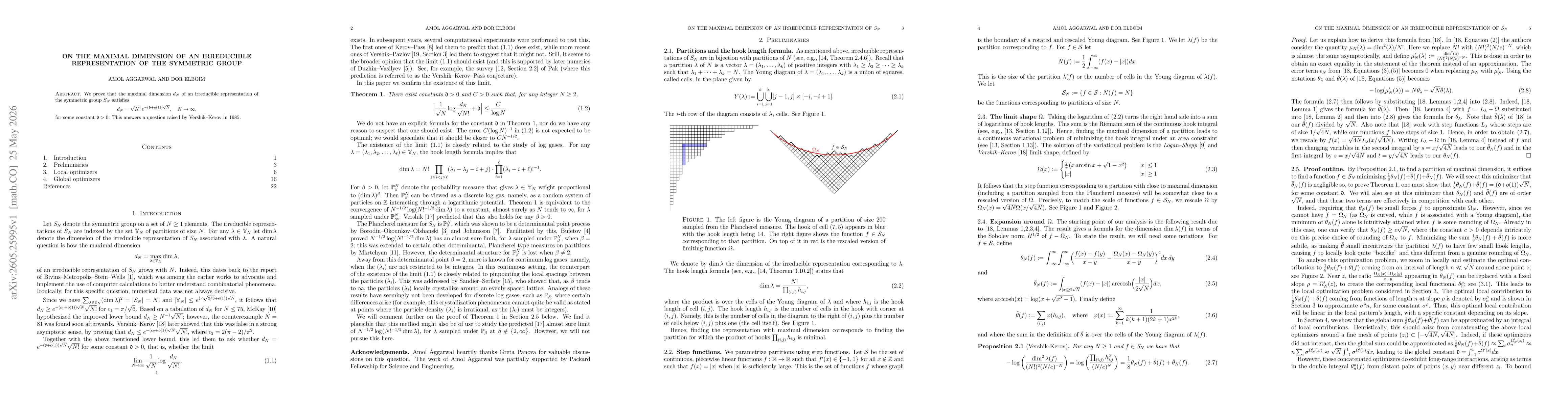Thumbnail for On the maximal dimension of an irreducible representation of the symmetric group