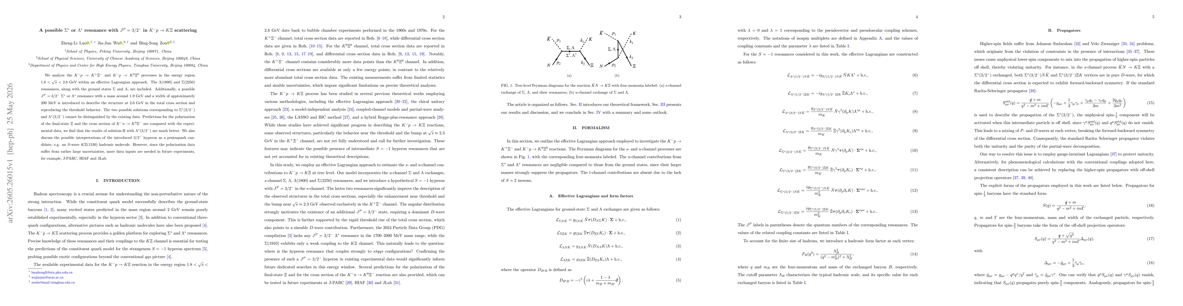 Thumbnail for A possible $Σ^*$ or $Λ^*$ resonance with $J^P=3/2^-$ in $K^-p\to KΞ$ scattering