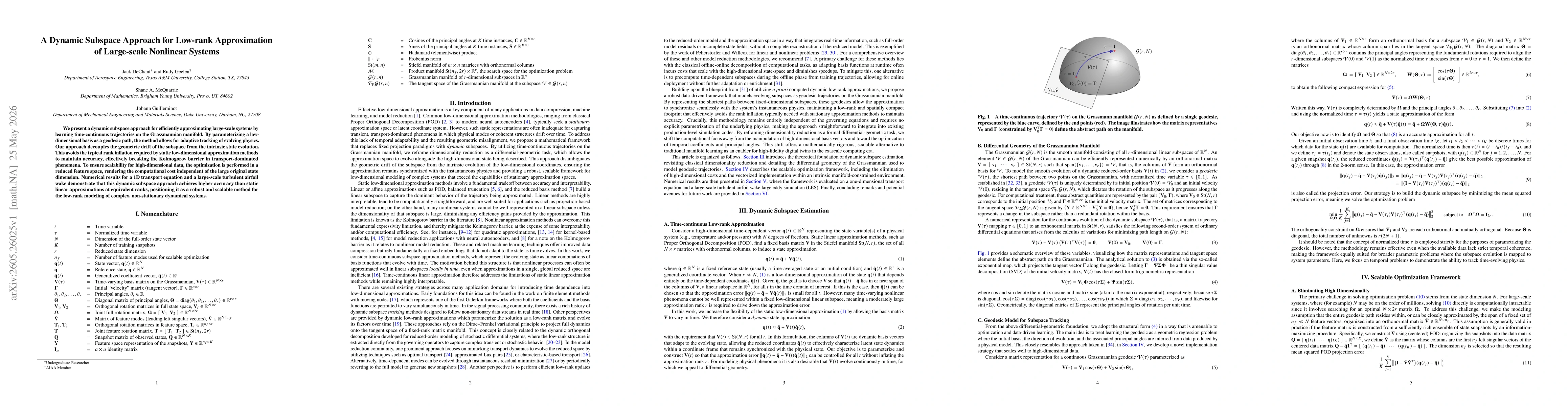 Thumbnail for A Dynamic Subspace Approach for Low-rank Approximation of Large-scale Nonlinear Systems
